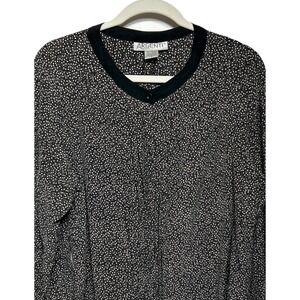 VTG Argenti 100% Pure Silk Blouse Black White Women's Size 10‎